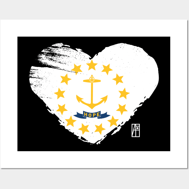 U.S. State - I Love Rhode Island - Rhode Island Flag Wall Art by ArtProjectShop